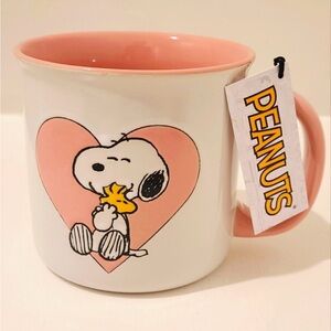 NWT Snoopy Woodstock BFF Peanuts Pink Heart White Mug Dishwasher/Microwave Safe